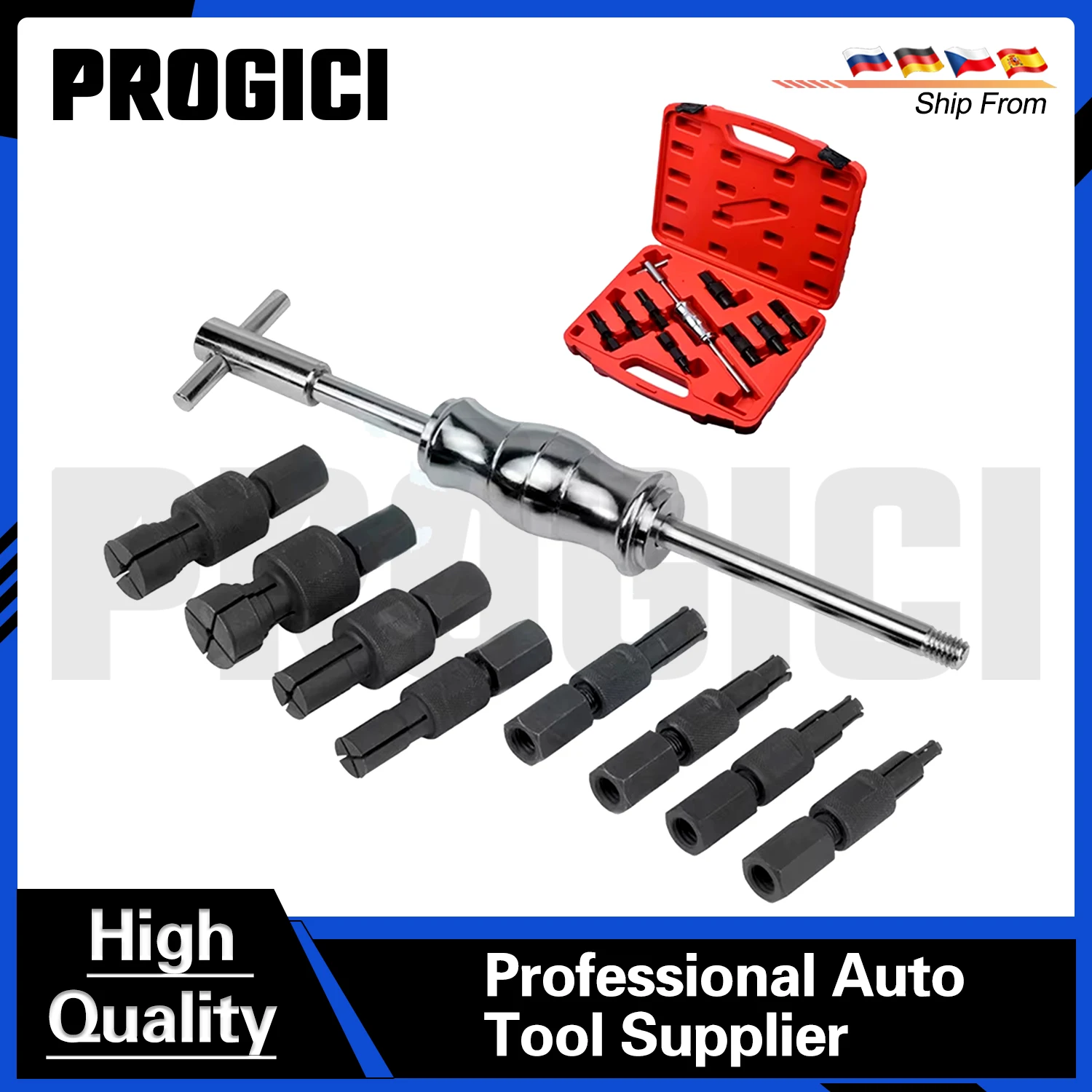 PROGICI Kit 10 pezzi per fori ciechi, estrattore di cuscinetti interni con martello a slitta, strumento per la rimozione di cuscinetti, utensili per auto