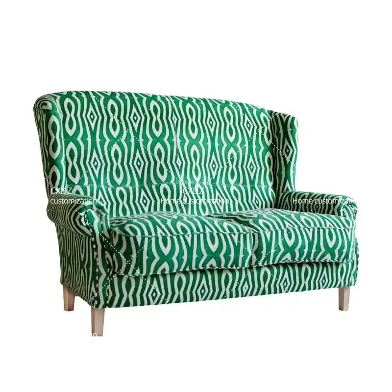 Medieval Solid Wood Sofa High Back Double Cloth Couch Retro Style for Small Apartment Living Room Coffee Shop Furniture