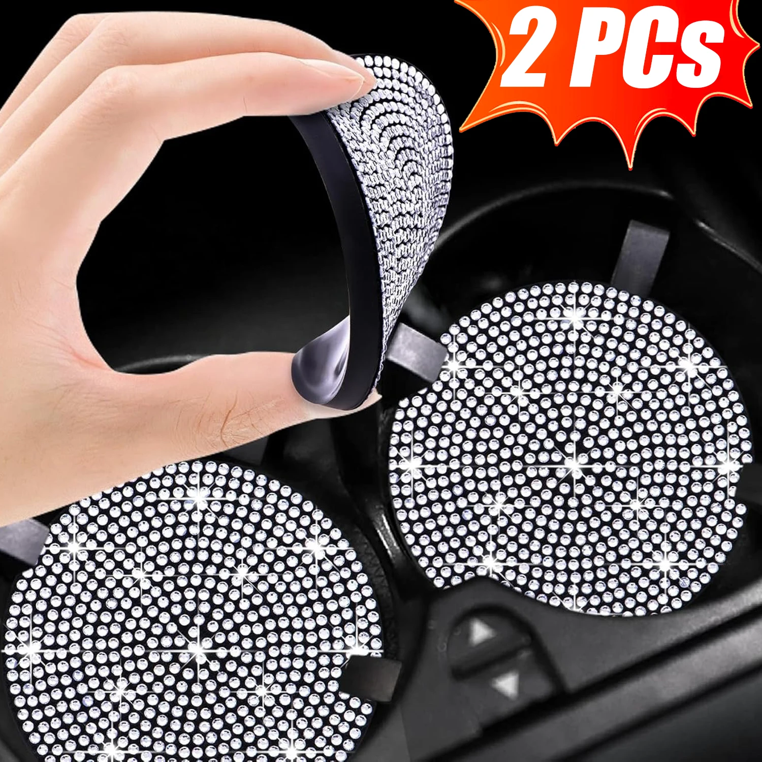 2 pçs bling diamante copo de água do carro esteiras almofadas porta-copos de água slot gadgets esteira almofada de sílica copo acessórios interiores d