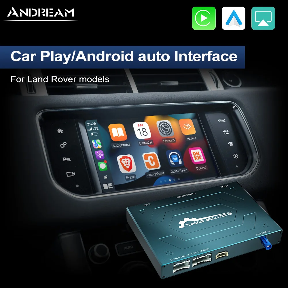 Andream Wireless CarPlay สําหรับ Land Rover Sport Evoque Vogue Discovery 4 Jaguar XE XF Android Auto กระจกนําทางกล่อง