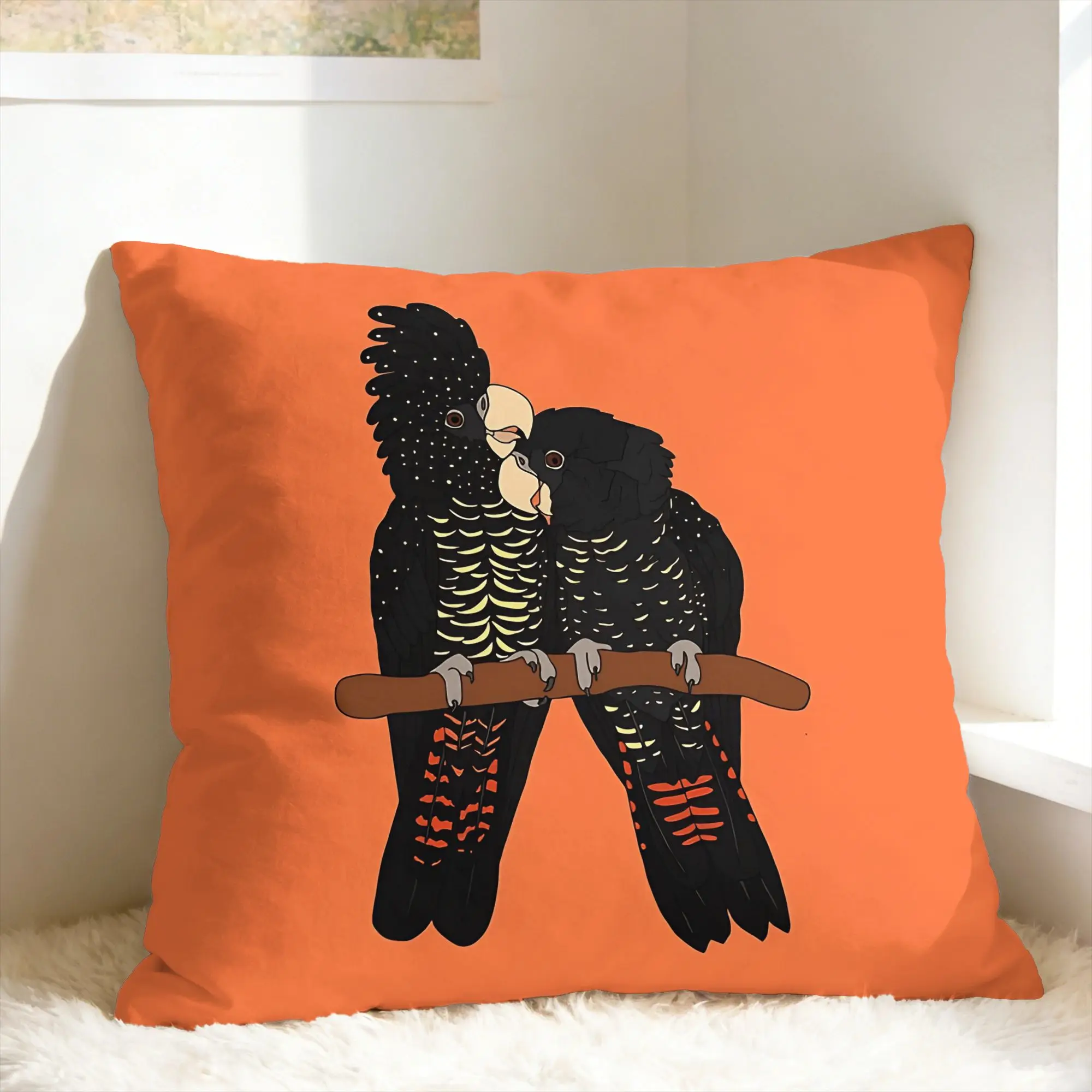 Australian Red-Tailed Black Cockatoo Pillow Case  Morden Pillow Cover Soft Pillowcases For Sofa Home Decor