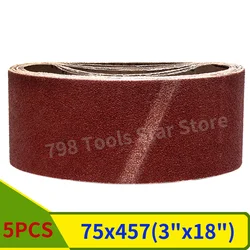 5 uds 457*75mm correas de lijado 40-1000 granos madera suave Metal pulido papel de lija bandas abrasivas para lijadora de cinta herramienta abrasiva