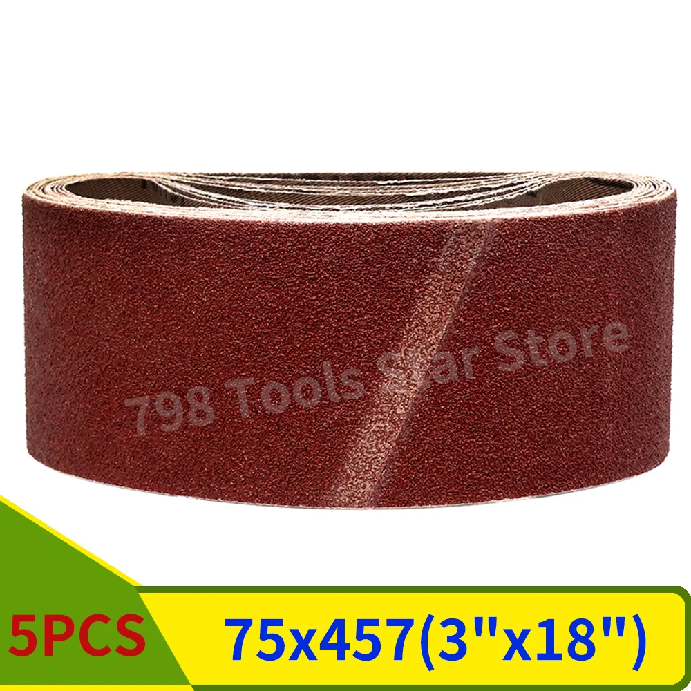 5 sztuk 457*75mm pasy szlifierskie 40-1000 grys drewno miękki metal papier ścierny do polerowania taśmy ścierne do szlifierki taśmowej narzędzie ścierne