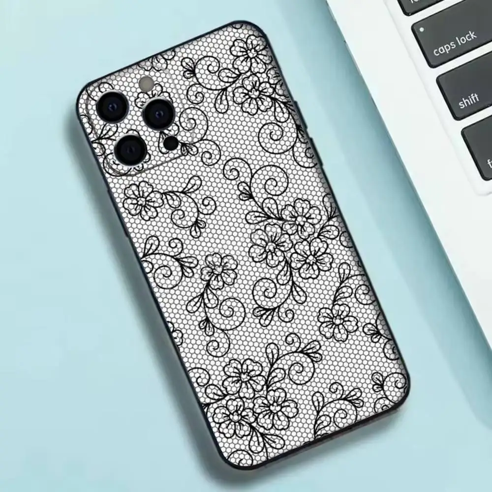 مثير الدانتيل خمر نمط جراب هاتف سيليكون لينة آيفون 17 16 15 14 13 12 11 X XR زائد برو ماكس زائد #6