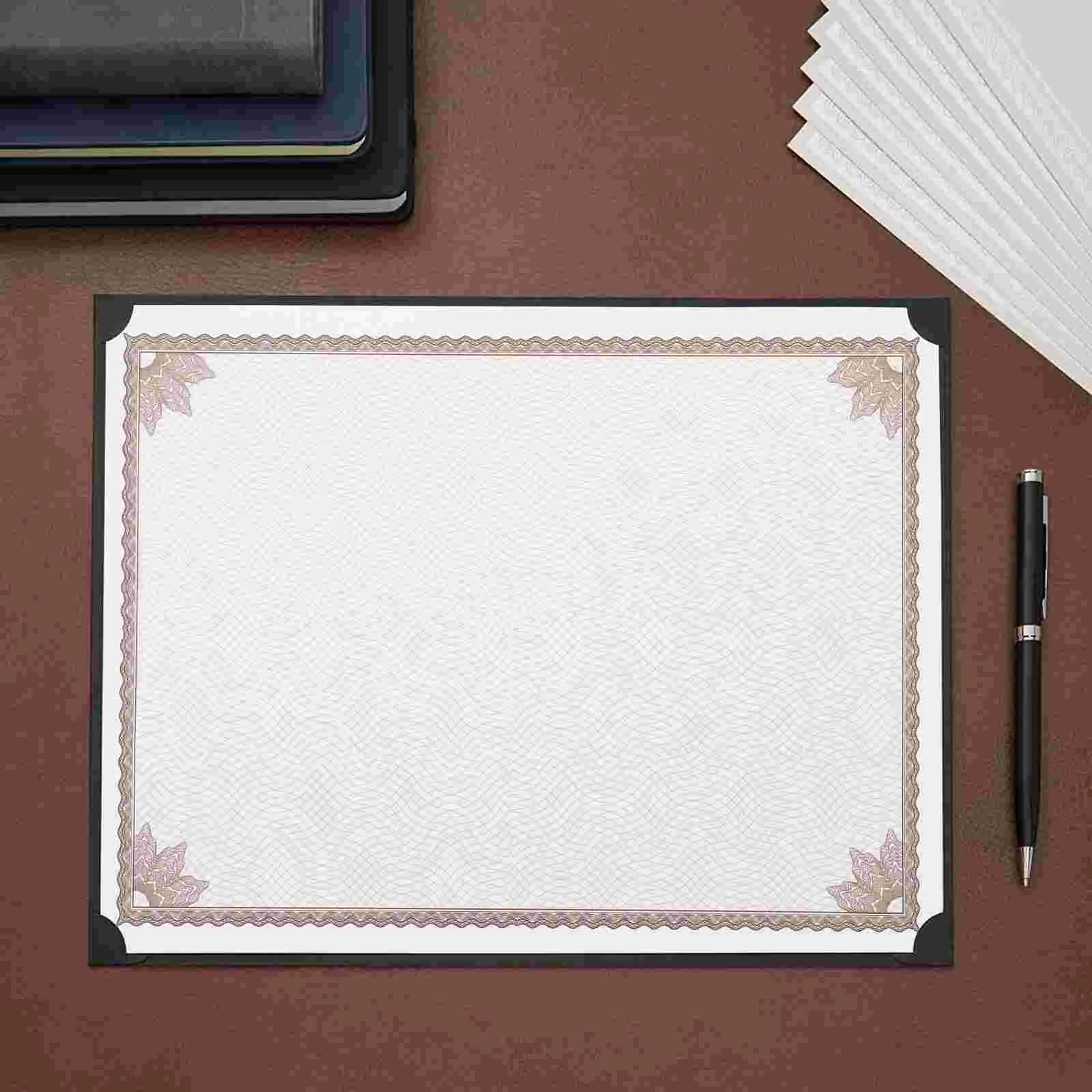 10 Pcs Certificate Inner Page Border Paper A4 Blank Diploma Parchment Pages Writable Office