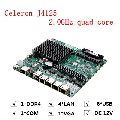

Материнская плата 4 Lan 2,5 г Lan Firewall J4125, материнская плата 2,0 ГГц, устройство Firewall, материнская плата Mini-itx, источник питания 12 В