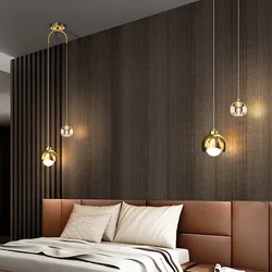 Modern LED Pendant Light for Bedroom Bedside Hanging Lamp Crystal Lustre Chandelier Dining Table Decoration Nordic Pendant Lamp
