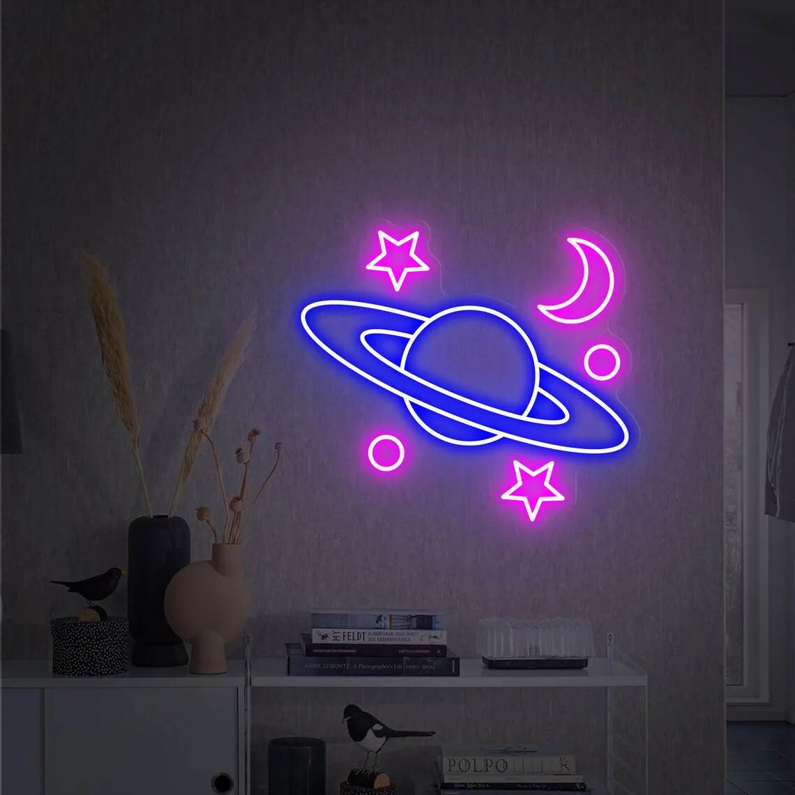 Space Galaxy Neon Sign, Moon Star Neon Sign, Custom LED Neon Sign, Wall Home Decor, Neon Sign for Bar Party Decor, Birthday Gift