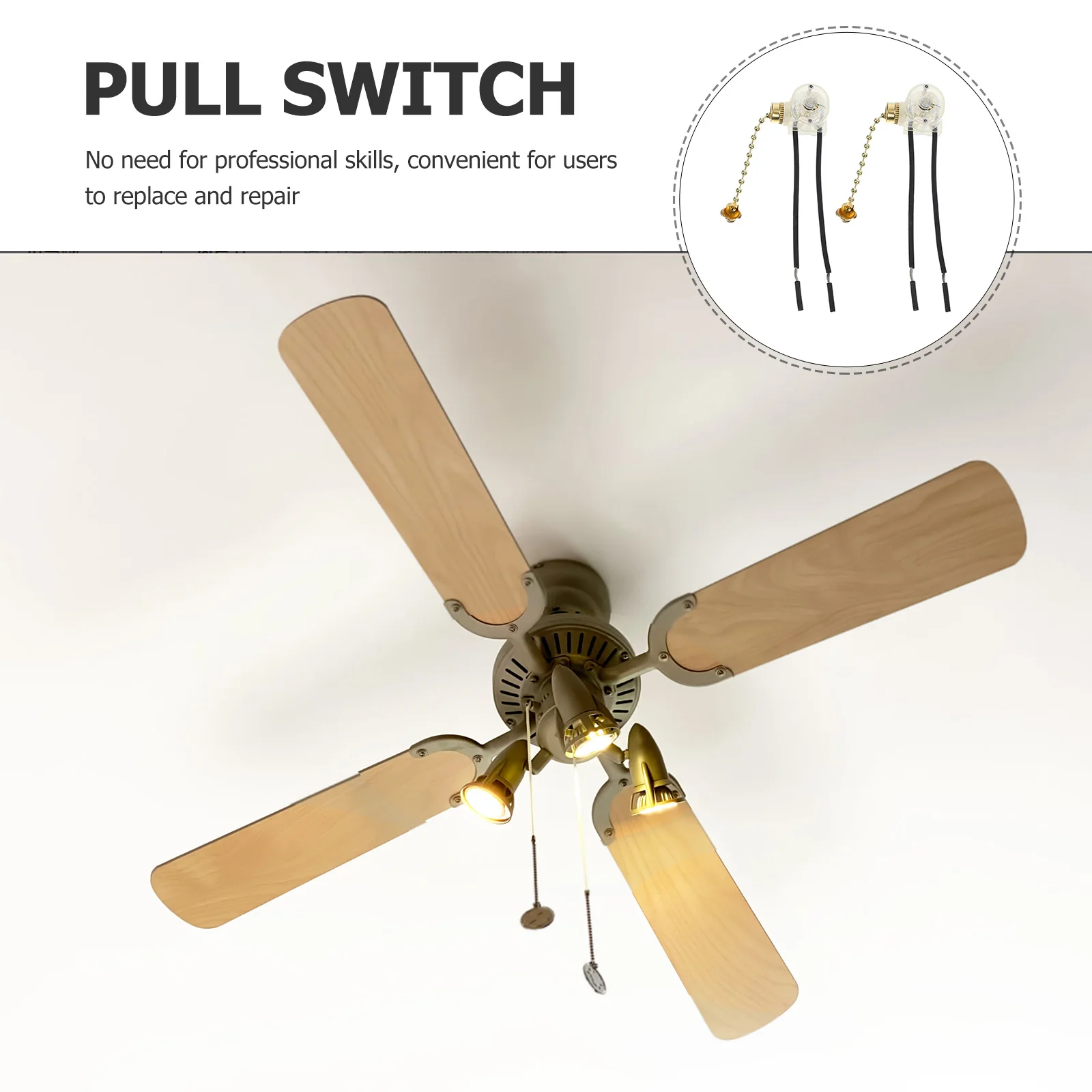 2 قطعة سلسلة سحب تركيب المصابيح التبديل استبدال سحب الحبل الصامت مفتاح الإضاءة سقف الحمام ملحق أجزاء المصباح #4