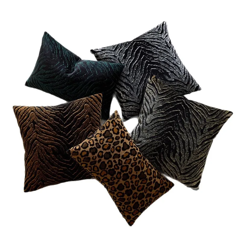 2 pieces of wool zebra print throw pillow cover leopard print throw pillow cover sofa cushion throw pillow cover