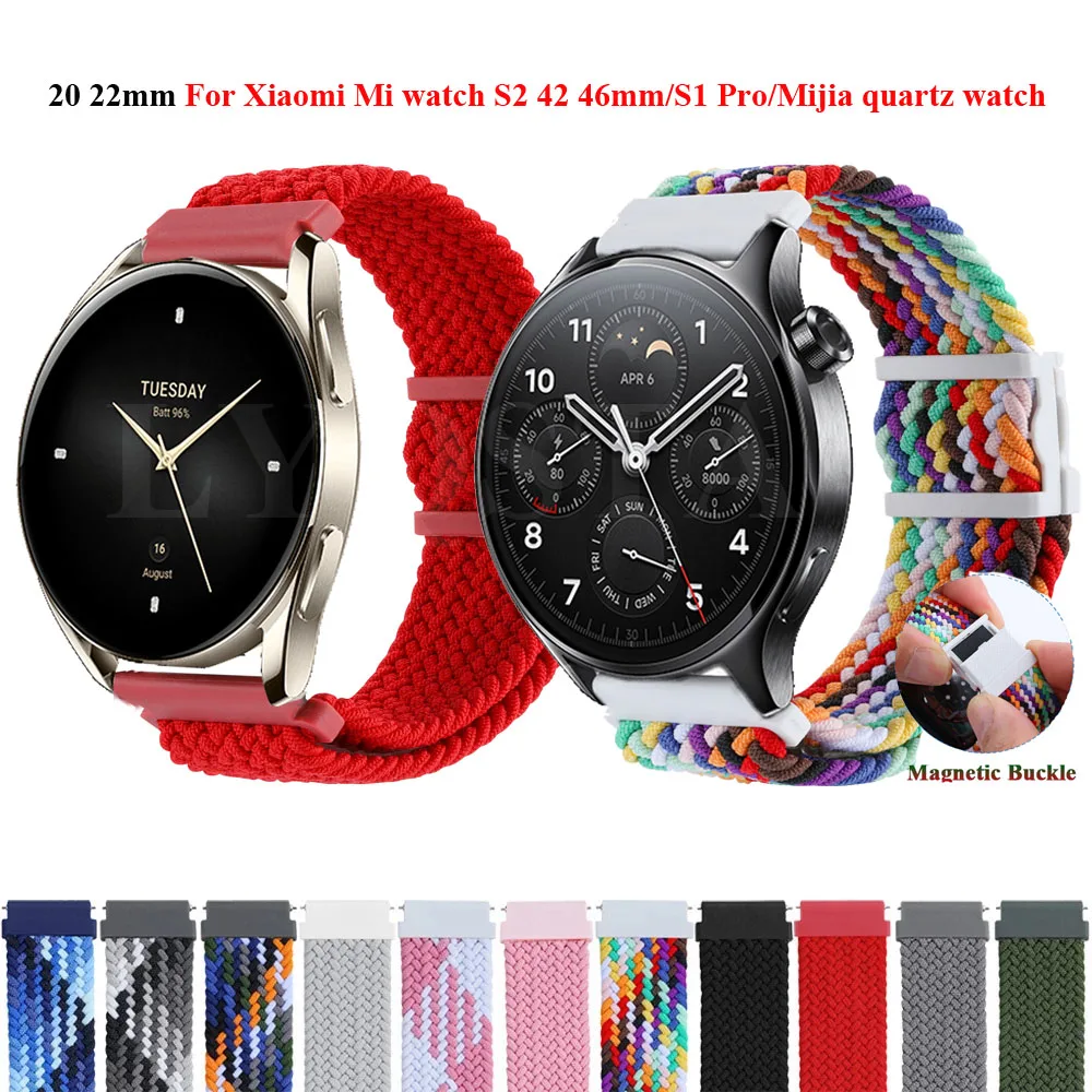 20 22mm Strap For Xiaomi MI Watch S1 Pro/Active Nylon Bracelet Watchband Mi Watch S4 S3 S2 46 42mm Sports For Mijia Quartz Watch