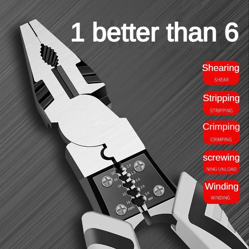 9-inch Wire Pliers Multifunctional Labor-Saving Pliers Household Set Industrial-Grade Pliers Needle-Nosed Pliers Hand Tool CR-V