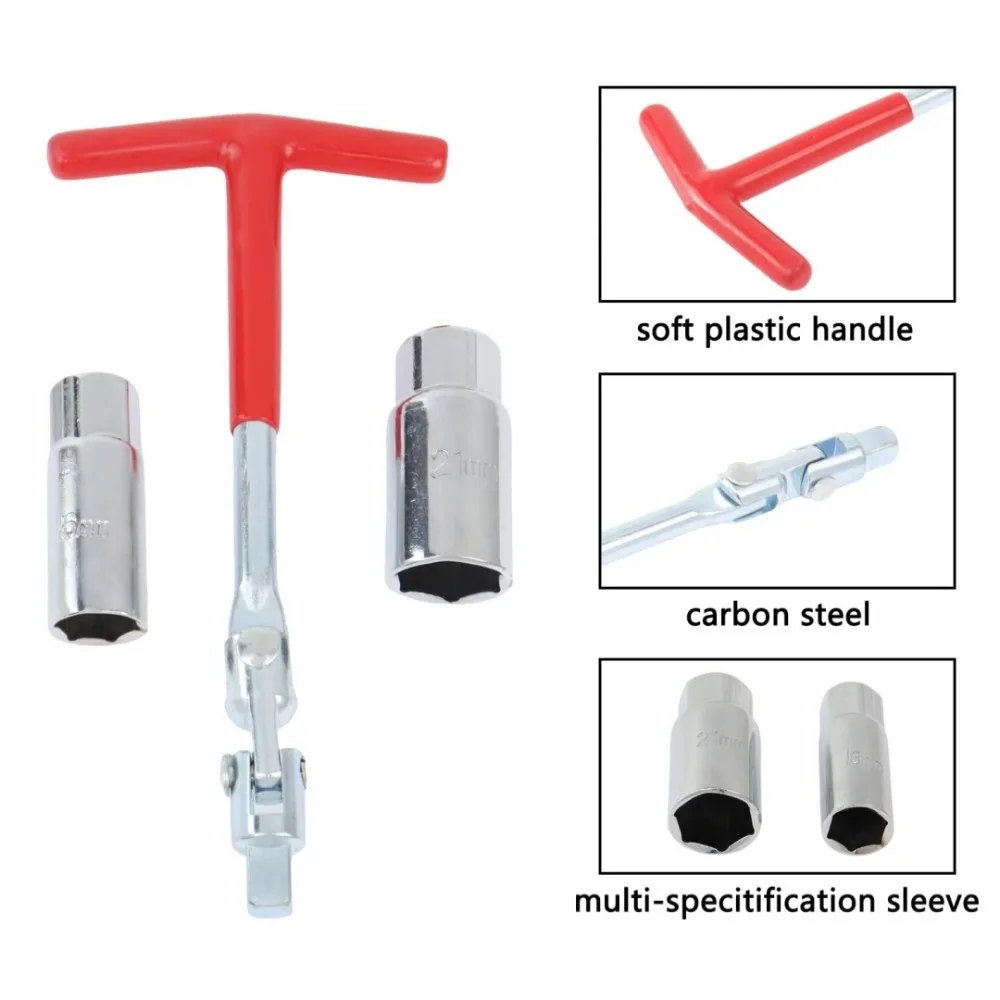 

3Pcs Car Spark Plug Socket Wrench Set T-Handle,Universal 5/8" & 13/16" Auto Spark Plug Tool Remover and Installer Tool