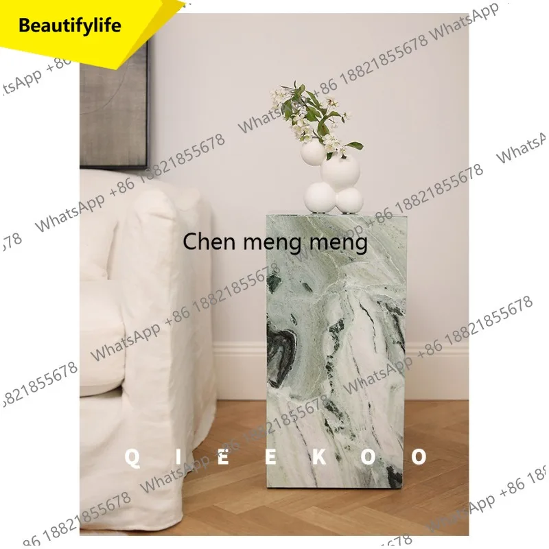 02M Natural square cold jadeite marble living room modern side display table floor ornament