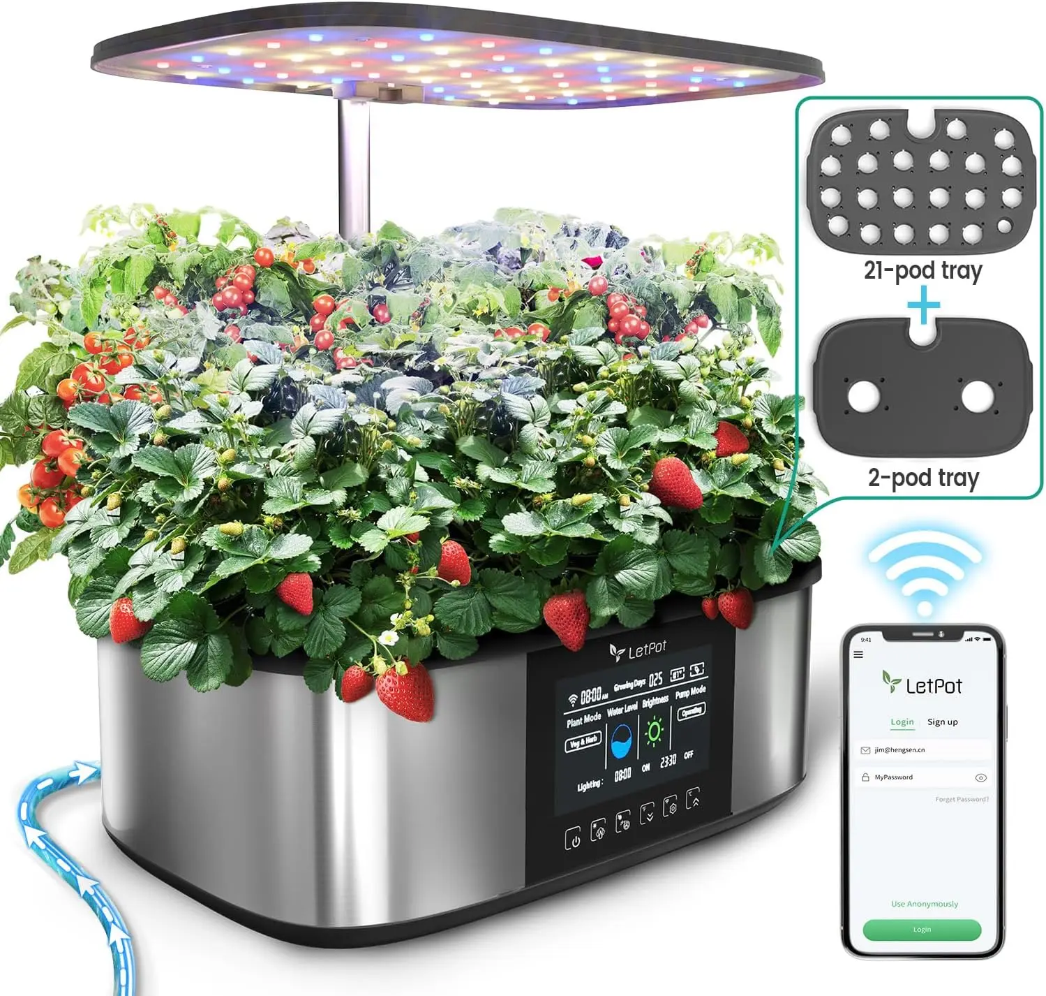 LPH-Max Hydroponics Growing System Kit, 21 Pods APP & WiFi Automatic Controlled Smart Indoor Garden with 36W LED Grow Light