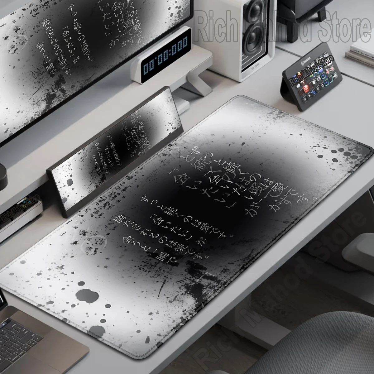 Schwarz Weiß Skelett Schwert Mädchen Mauspad XL Ästhetik Mauspad Gaming Laptop Tischmatte Bürozubehör PC Schrank Teppich