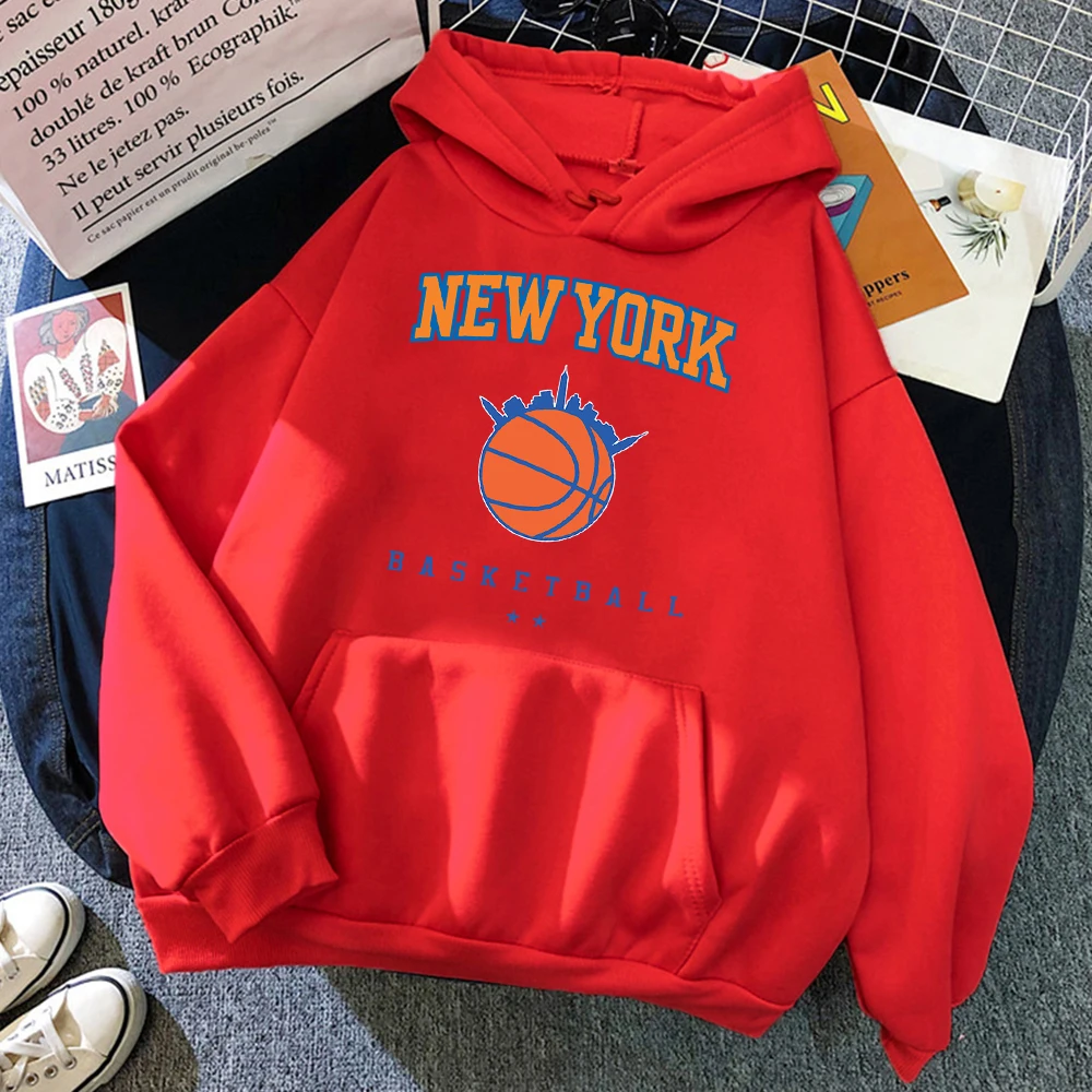 New York Basketball Street Hip Hop Hoody Women Oversized Pocket Streetwear Hip Hop Casual Hoodie Soft Fleece Loose Woman Hoody