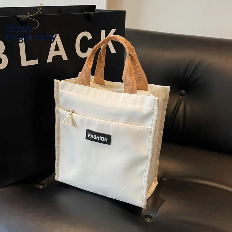 Foldable Canvas Tote Bag Large Capacity Zipper Portable Shoulder Handbag for Travel Storage Grocery Shopping Commute