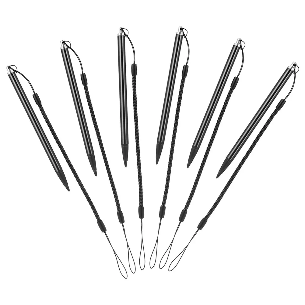 

6 Pcs Resistive Screen Stylus Pens Capacitive with Tips Lanyard for Touch Drawing Metal Anti-lost Tether Tablet