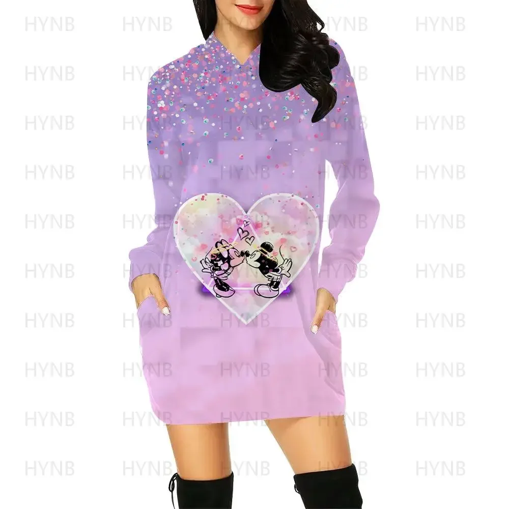 Hoodie Prom Dresses Minnie Mouse Y2k Sweater Dress Sexy Mickey Long Sleeves Elegant Women's Party 2022 Mini Disney Luxury Kawaii