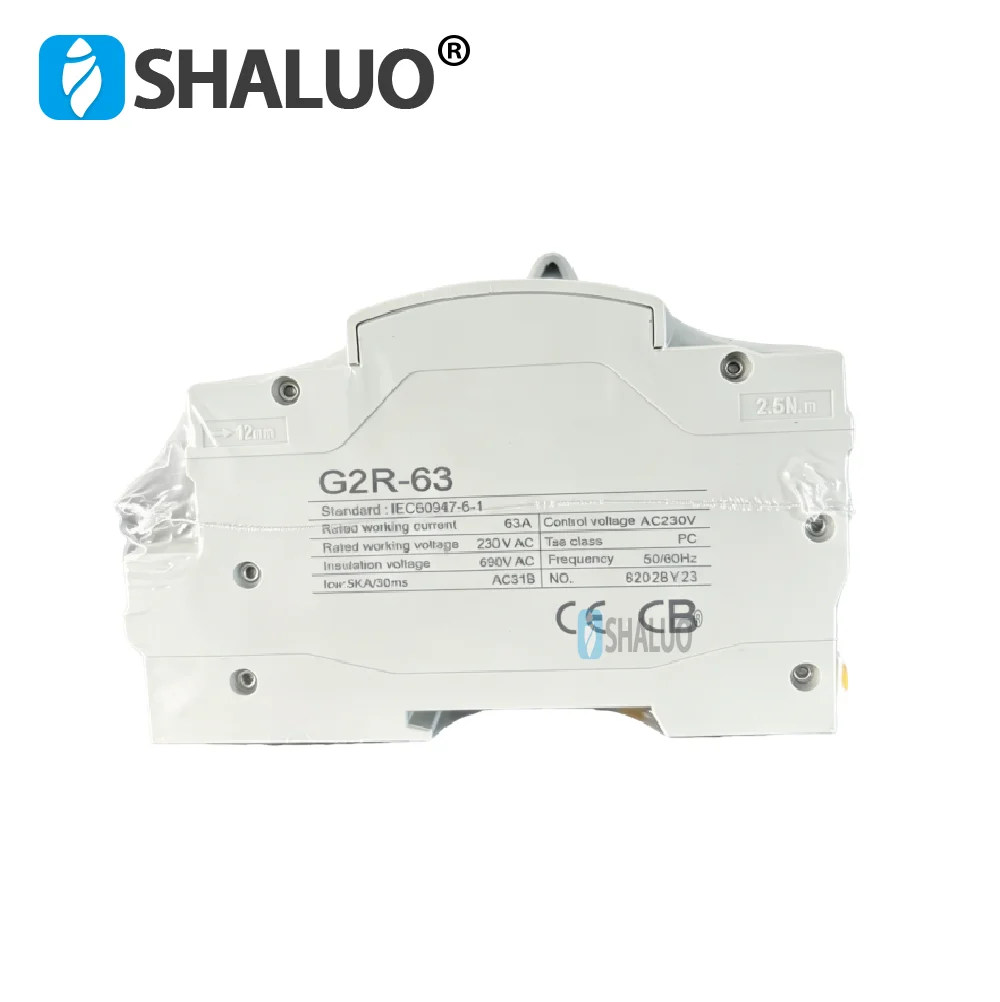 SHALUO G2R 63A 2P ATS Dual Power Automatic Transfer Switch 220V Electrical Selector Switches Uninterrupted Power
