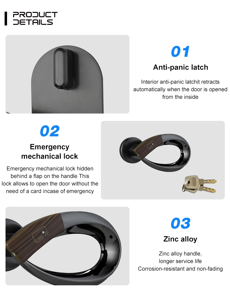 High-end Ring Handle Art Hotel Locks Rfid Card Hotel Door Lock  Remote Control with Mobile Key