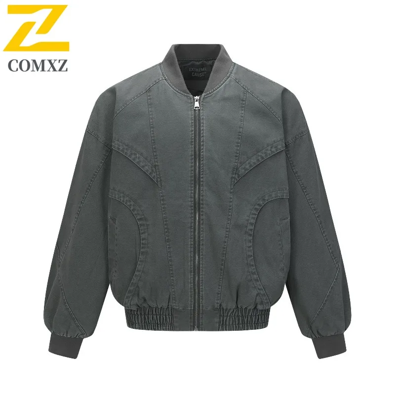 

COMXZ Мужская хлопковая байкерская куртка Расслабленная дорожная велосипедная куртка в стиле ретро Премиум Кемпинг Trip Valley Куртки Уличная куртка в стиле Gorpcore