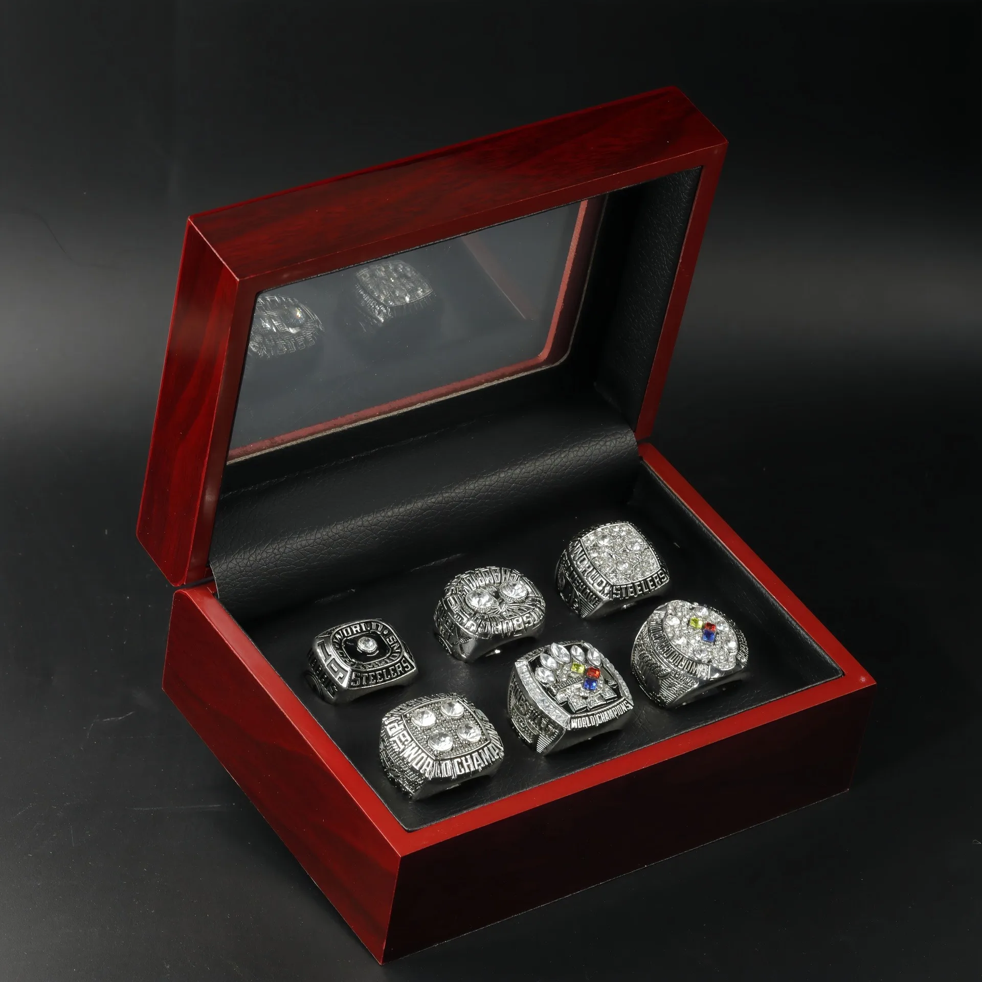 

6 sets of rugby championship rings, popular as fan gifts, fashionable jewelry rings