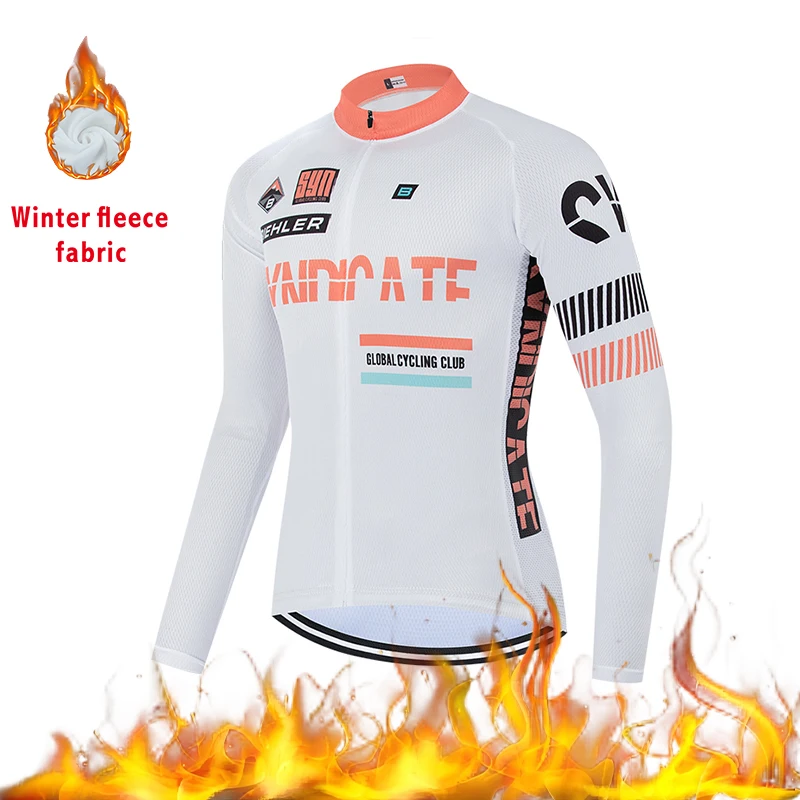 بدلة ركوب الدراجات المخملية الشتوية للرجال من SYN من الجيرسيه، مريلة ركوب مخملية مقاومة للرياح ودافئة على الطرق، سترة دراجة #6