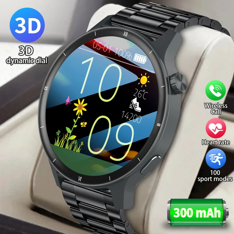 LIGE Fashion 3D Dynamic Dial Smart Watch Bluetooth Call Women’s Health Bracelet 1.43”HD Full touch screen Men Ladies Smartwatch