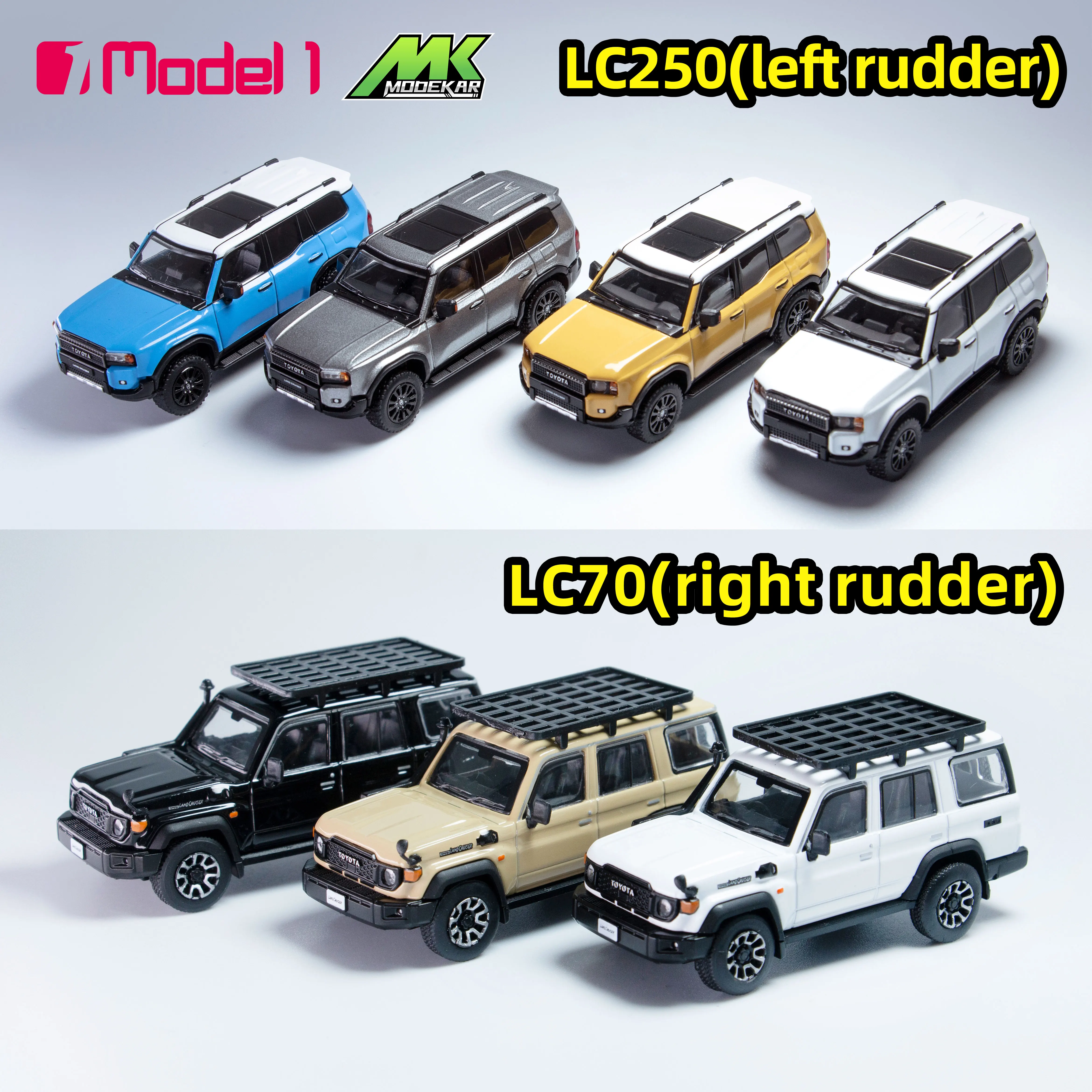 Model 1 1:64 Land Cruiser LC250 LC70 Prado Batou Off-road Alloy Car Model