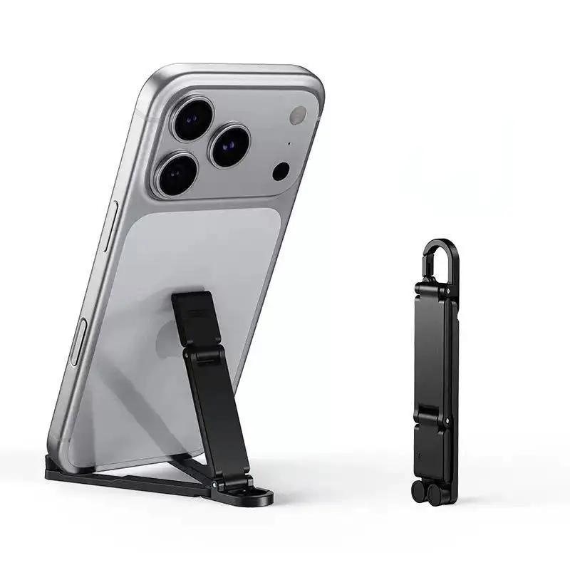 Foldable Mini Keychain Phone Stand Multi Angle Adjustable Hands Free Holder For Desk Travel Mobile Phone Support Supply view 2