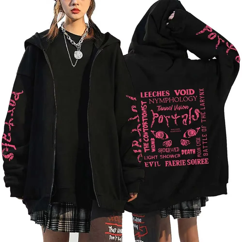 Melanie Martinez Tour Zip-Up Hoodies, lässige Kapuzenpullover für Männer und Frauen, Hip-Hop-Streetwear, Y2K Gothic Zip Oversized Tops – Detail 4