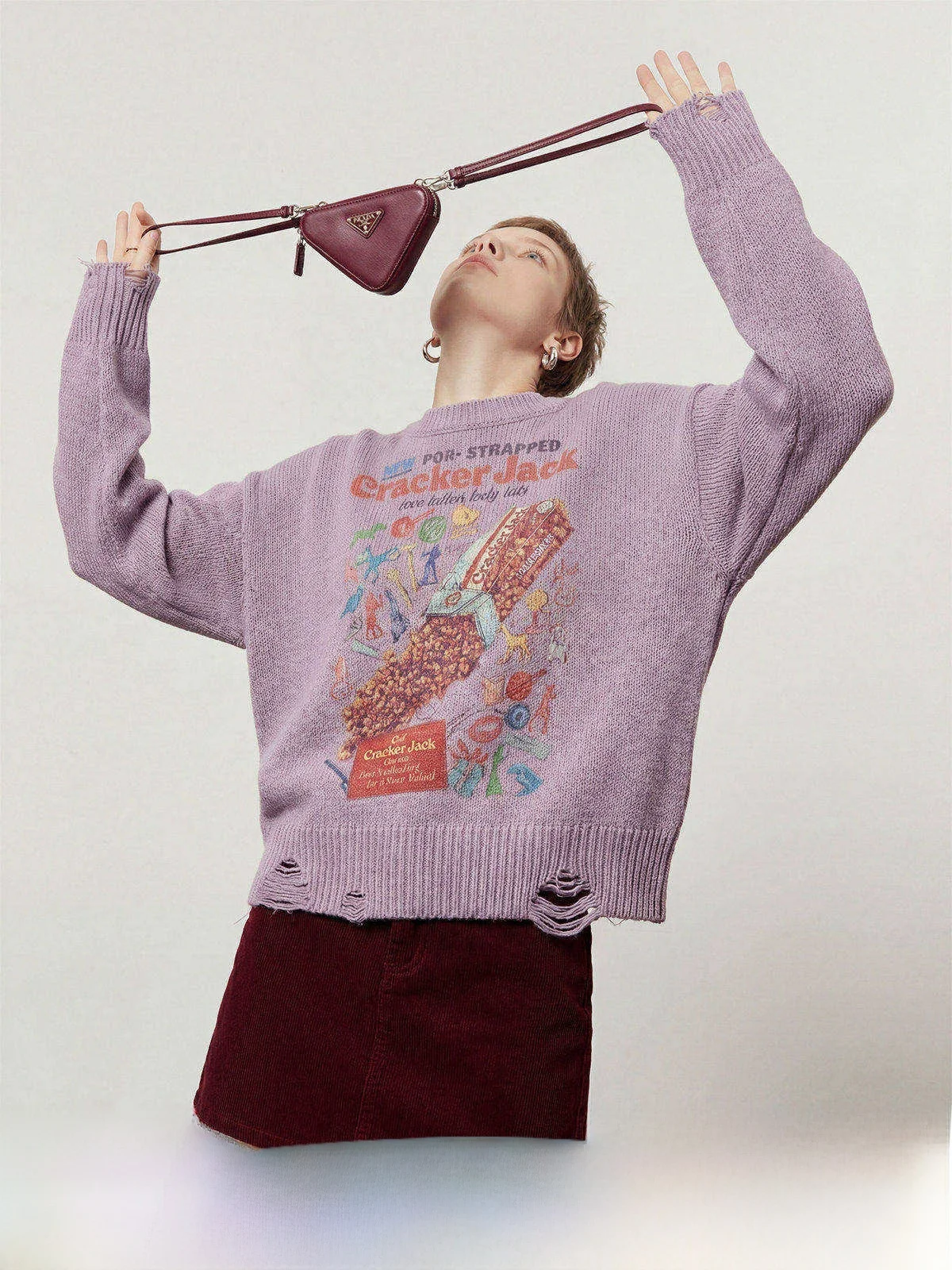

Loose Casual Sle Purple corn Themed Women's Sweater Spring 2026 New Arrival Comfortable Loose Fit round Ne Long Sve