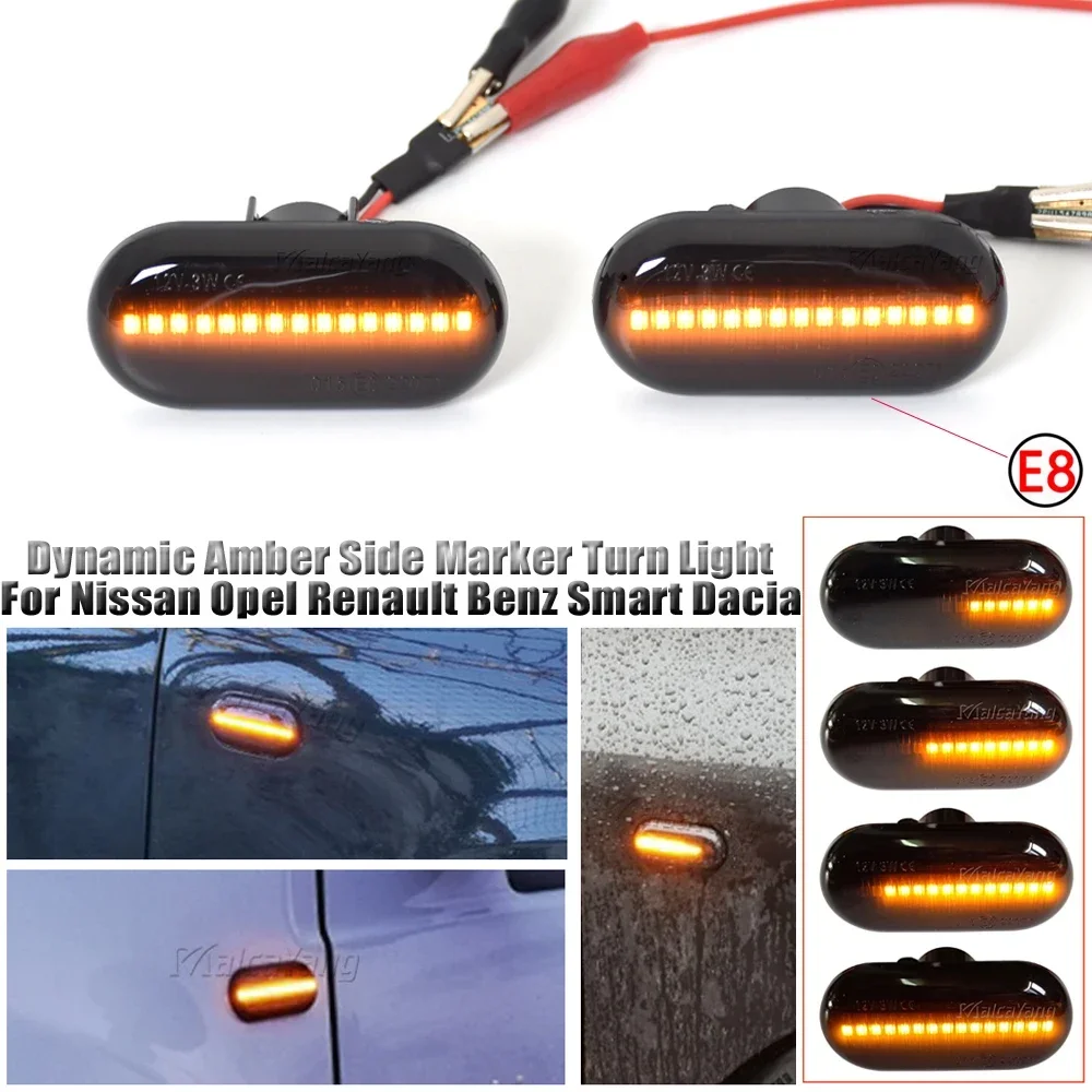 

2PCS LED Dynamic Turn Signal Light Side Marker Indicator Lamp For Dacia Duster Dokker Lodgy Renault Megane