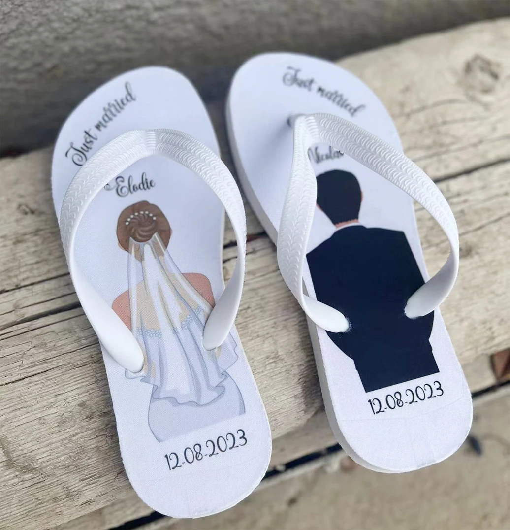 

Personalized Printed Flip Flop for Wedding, Honeymoon, Travel Mr and Mrs, Bridal Shower, Bridesmaid Gifts, Proposal for Guest