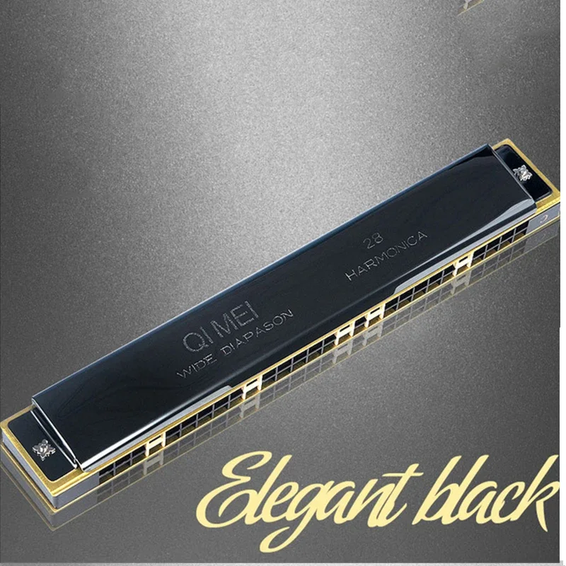 28 Holes Chromatic Harmonica C Key Slive Professional Mouth Organ Portable Tremolo Mini Harps Woodwind Instruments