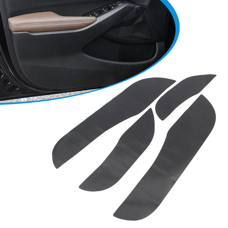 4pcs for Kia Seltos 2020-2022 Car Door Anti Kick Pad Cover Trim Carbon Fiber Texture Car Interior Door Protect Cover Accessories