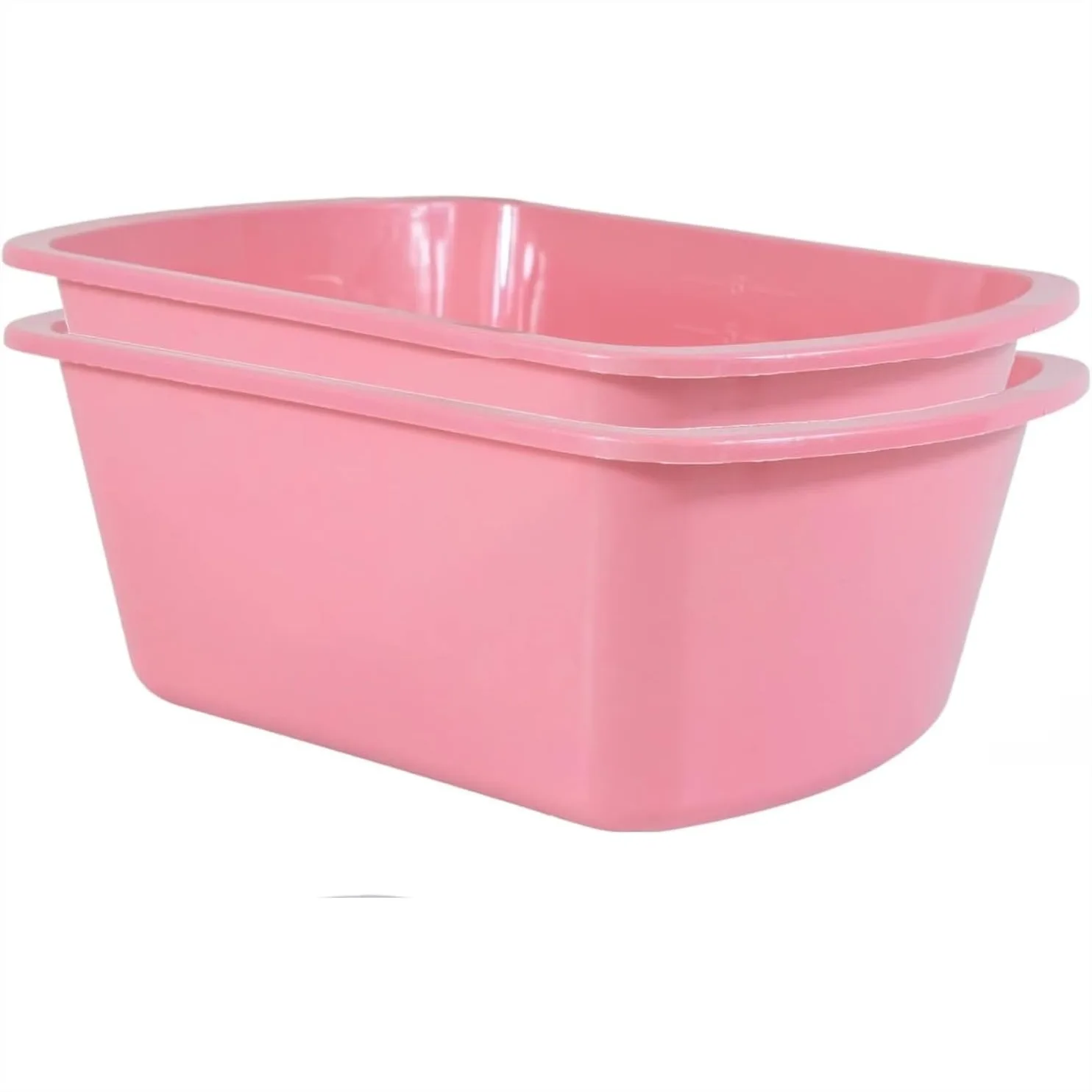 

Vakly Wash Basin 7-Quart [2 Pack] Pink – Rectangular Plastic Tub with Graduated Markings, Small Portable Soaking Basin for Face
