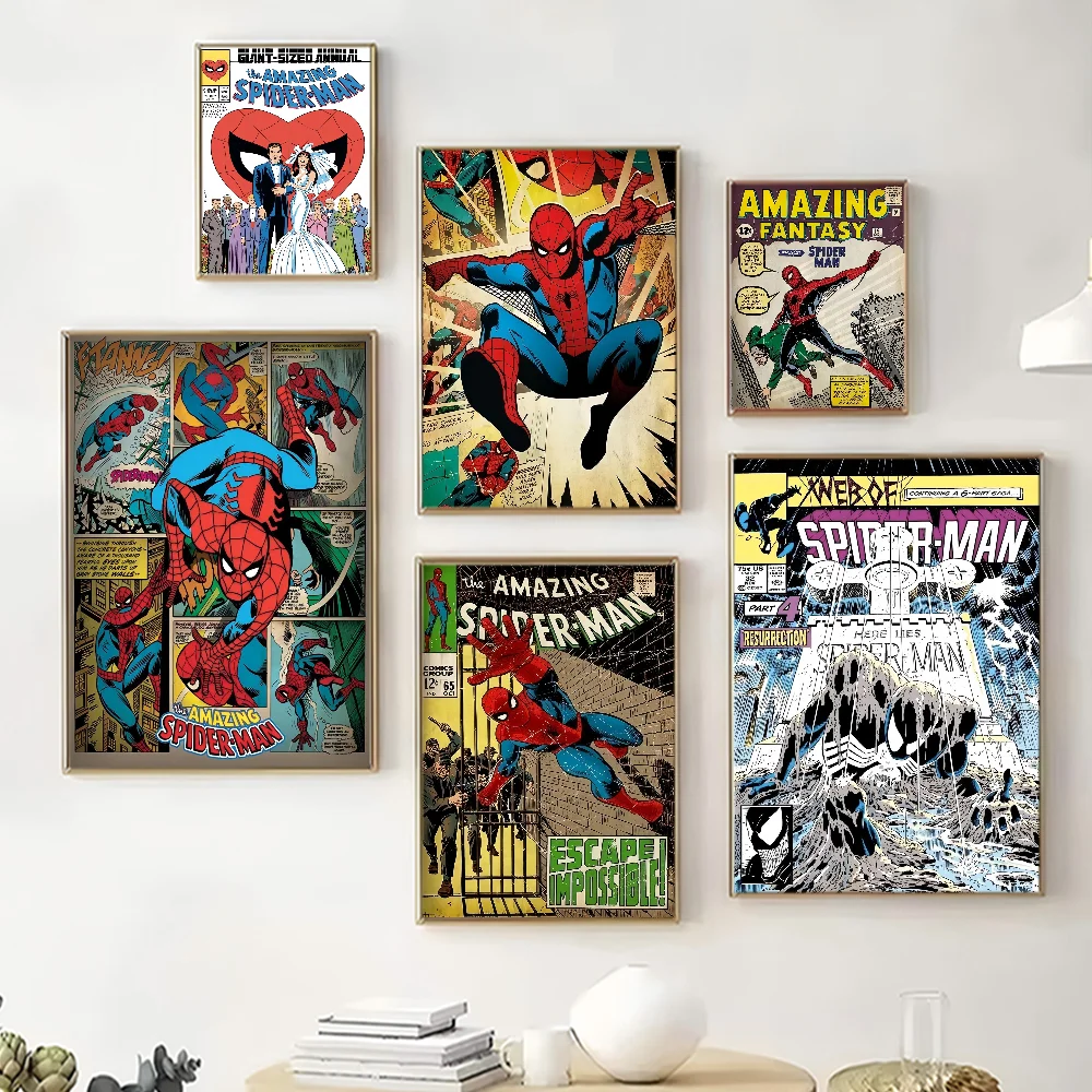 Póster de superhéroe de cómics Vintage, pintura decorativa, póster de Anime, Mural para el hogar, sala de estar, dormitorio, baño, decoración de pared