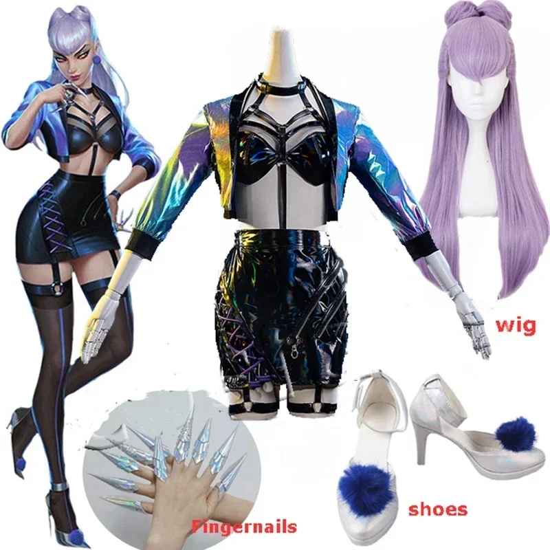 Game KDA Evelynn Cosplay Costume KDA ALL OUT Evelynn Cosplay Outfits Uniform Wig Shoes For Women Halloween Carnival Party Props