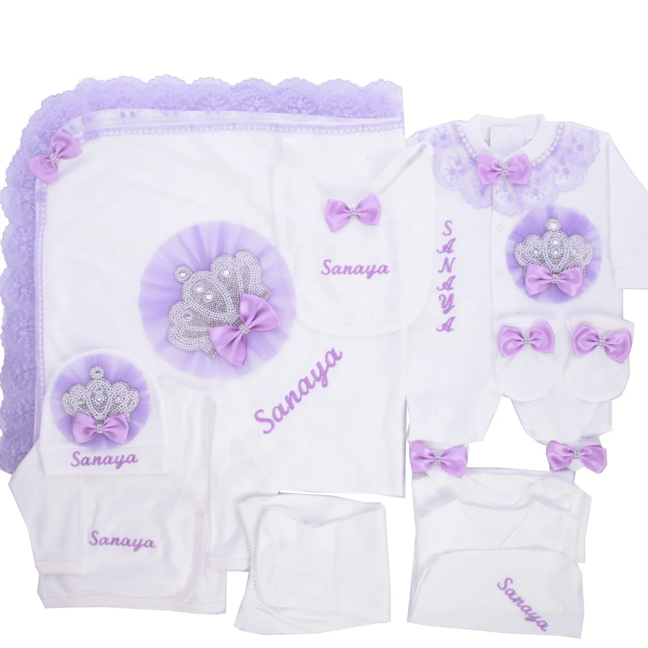 100% Cotton Custom 10 Pieces Baby Romper Set Fabric Knitted Wholesale Baby Gift 10 Pieces Hospital Exit For Newborn