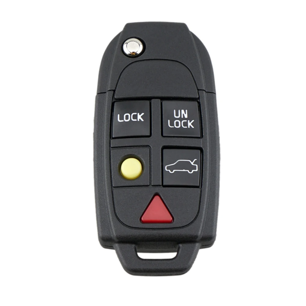 Car Remote Key Shell 5 Buttons Flip Folding Key Fob Case Cover for Volvo S60