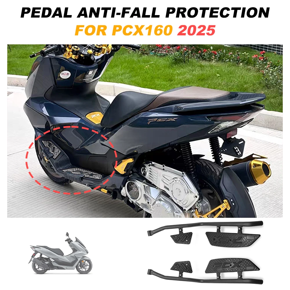 

For Honda PCX160 2025 Footpads motorcycle Front Crash guard bumper Crash bar with footrest pcx 160 Side Protection Guard Rail