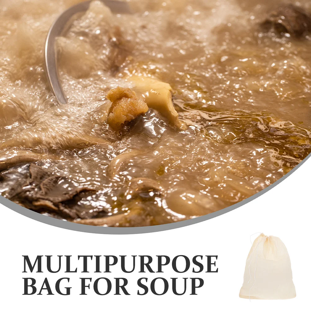 

20Pcs Drawstring Soup Bags Reusable Fine Mesh Strainer for Soup Cooking Spice Tea Herbal Medicine Filter Pouches Multipurpose