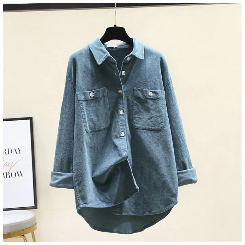 Women Simple Casual Streetwear Cotton Button Up Shirt Spring Autumn Fashion Irregular Long Sleeve Loose Blouse Solid Tunic Tops