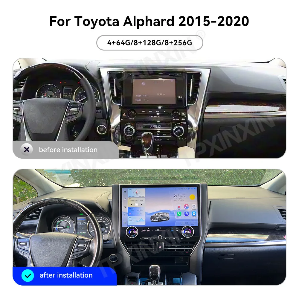 16.8 Inch Radio For Toyota Alphard 2015-2020 car Android 13 carplay GPS Navigation auto touch Screen Multimedia Player head unit