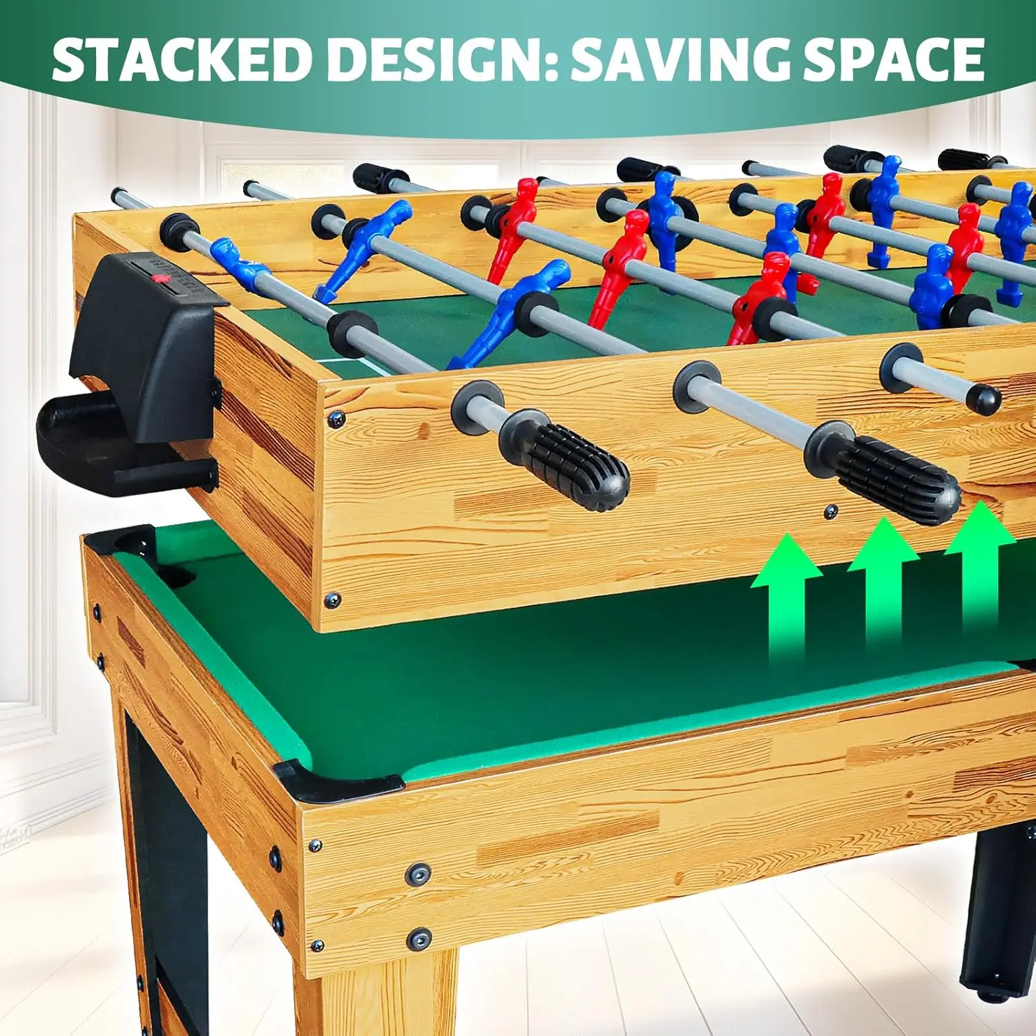 Seydrey 8-In-1 Combo Game Table Set For Home, Game Room, Friends & Family W/Hockey, Foosball, Pool, Shuffleboard, Ping Pong,