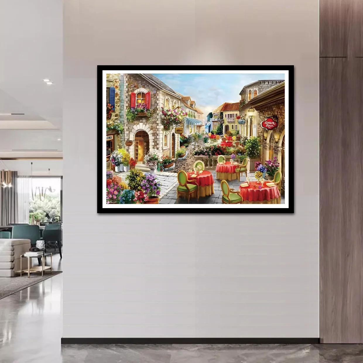 

European-Style Small Town Cross-Stitch Kit, Romantic Street Scene DIY Hand Embroidery, Complete Material Package, Home Decoration Wall Hanging, Stress-Relief Gift