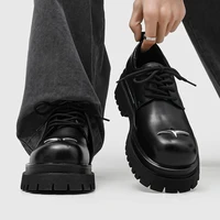 Chaussures derby à plateforme à lacets pour hommes, chaussures décontractées à semelle épaisse avec décorations métalliques, chaussures de marche quotidiennes antidérapantes 4